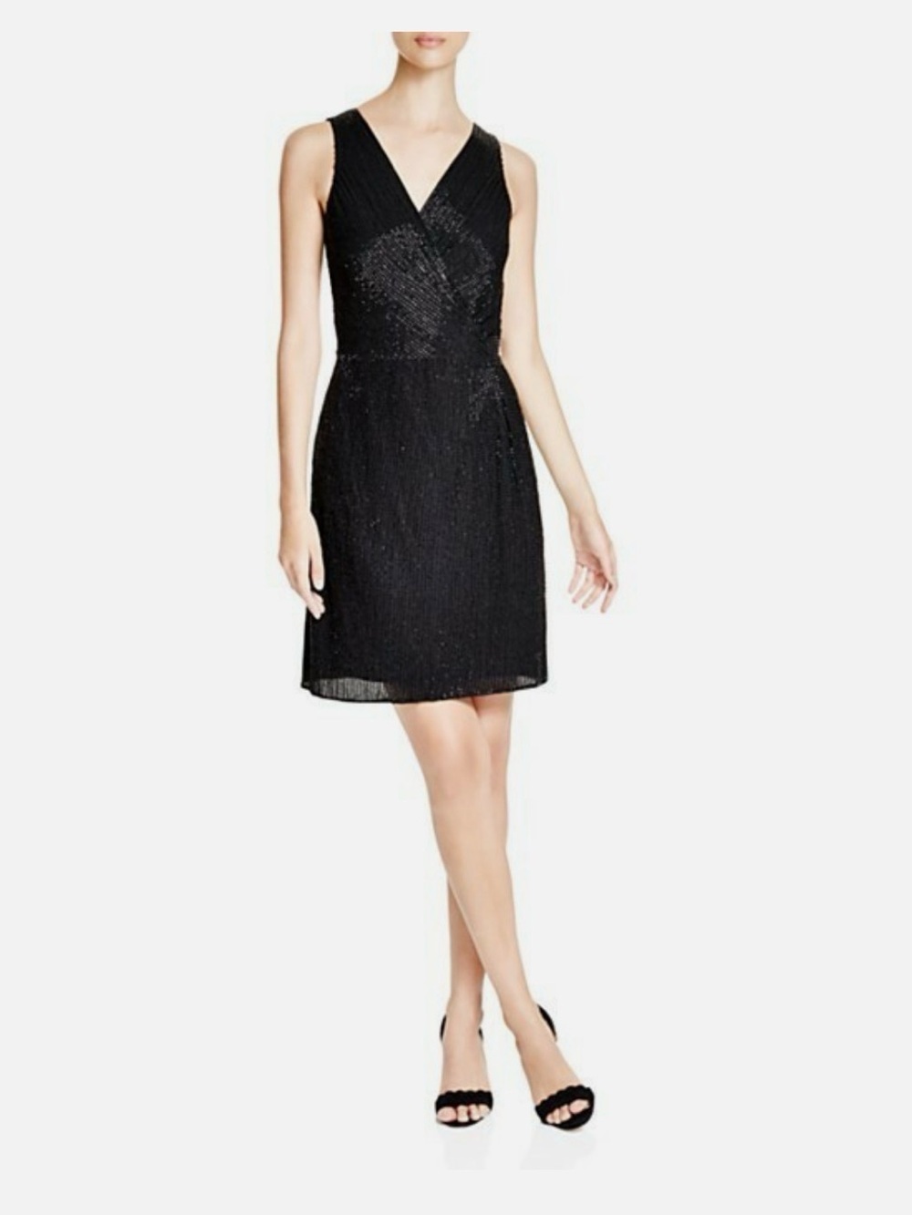Diane Von Furstenberg Lyndsey Bead Embellished Silk Faux Wrap Dress